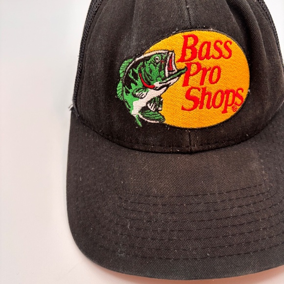Vintage Bass Pro Shops Gone Fishing Basic Solid Black Embroidered Snapback Hat - Picture 3 of 10